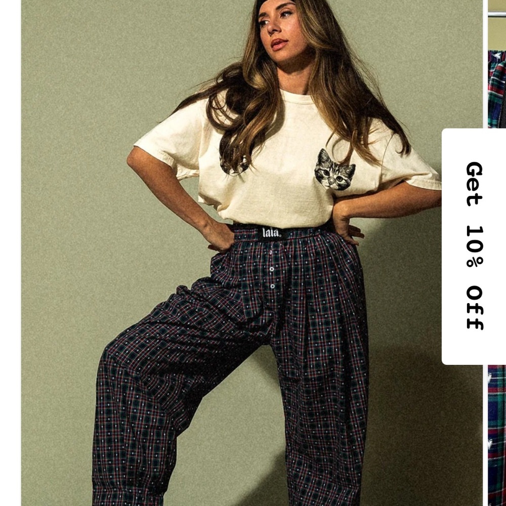 Dressed in LALA Happy Chance Barrel Leg Boxer Pants in Lots of Love Plaid